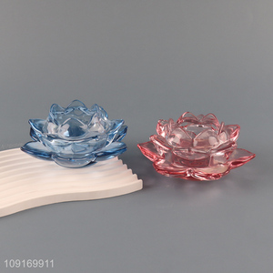 Good selling lotus shape glass candle holder for home decor