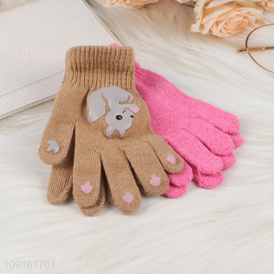 New Product 2 Pairs Kids Winter Warm Knitted Gloves for Cold Weather
