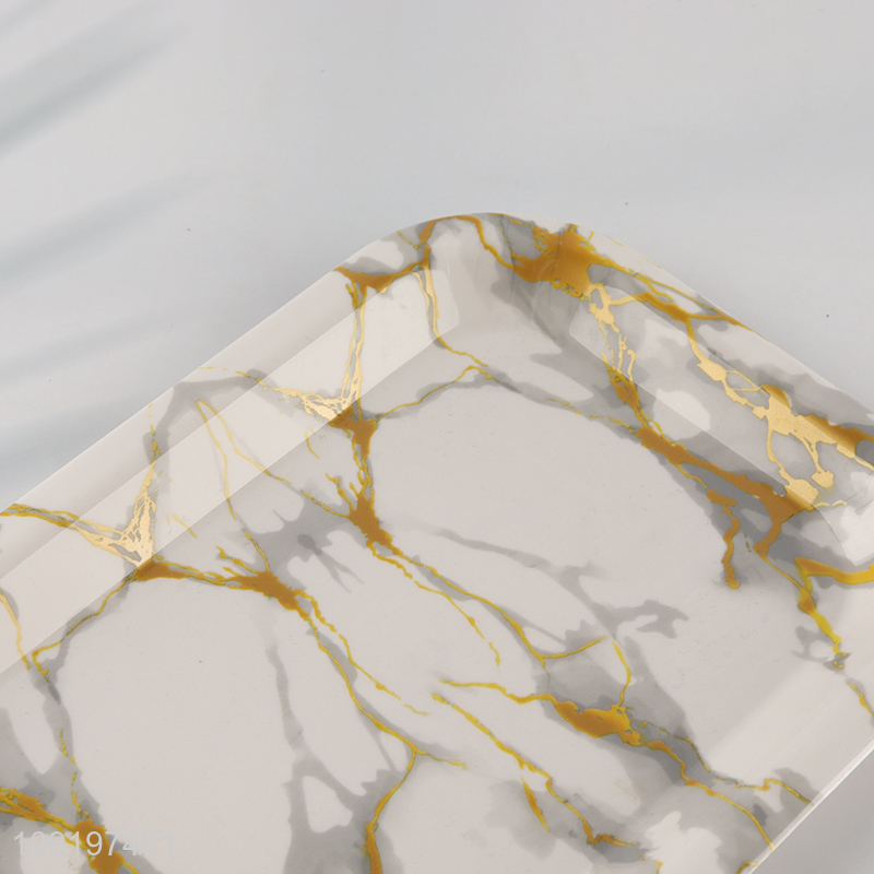 Hot Selling Marble Pattern Serving Tray Plastic Fruits Serving Platter