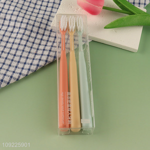 Hot selling 3pcs soft bristle adult tooth cleaning toothbrush