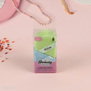 Hot Selling 8 Packs Powder Puffs Triangle Velour Makeup Puffs