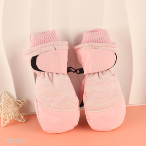 Top products pink winter warm outdoor polyester gloves for girls