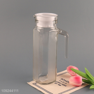 New Product 1.1L Glass Water Pitcher With Handle And Lid for Home Restaurant
