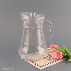 Wholesale 1.3L Glass Water Pitcher With Handle And Lid for Iced Coffee Juice