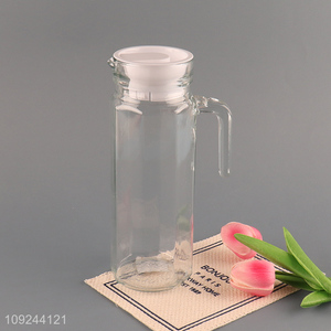 Hot Selling 1.1L Glass Water Pitcher With Handle And Lid for Hot Cold Drinks