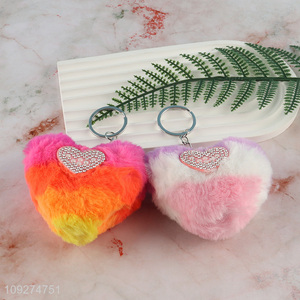 Popular products heart shape plush keychain key rings