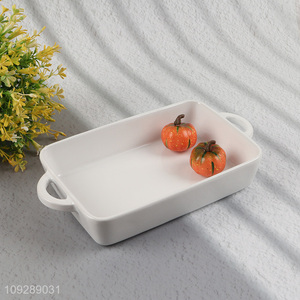 Hot products ceramic rectangle baking pan with handle