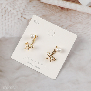 Yiwu market bowknot fashion jewelry earrings ear studs