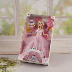 Online wholesale girls pink fashion doll dress doll