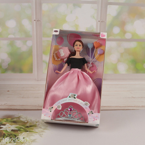 Good quality pink fashion doll dress doll for sale