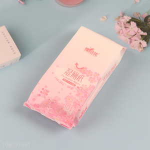 Low price 10pcs disposable flushable wet wipes