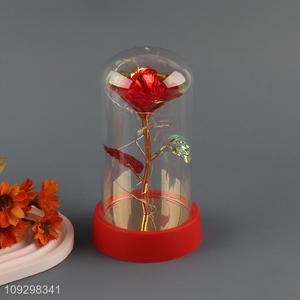 Top selling plastic rose flower ornament with acrylic cover