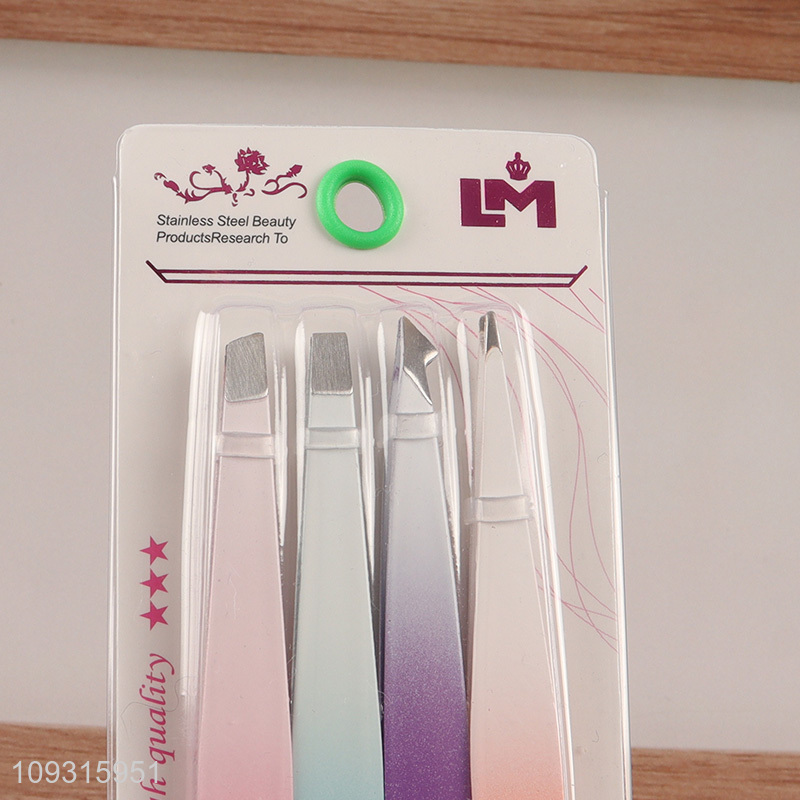 China products 4pcs eyebrow tweezers for makeup tool