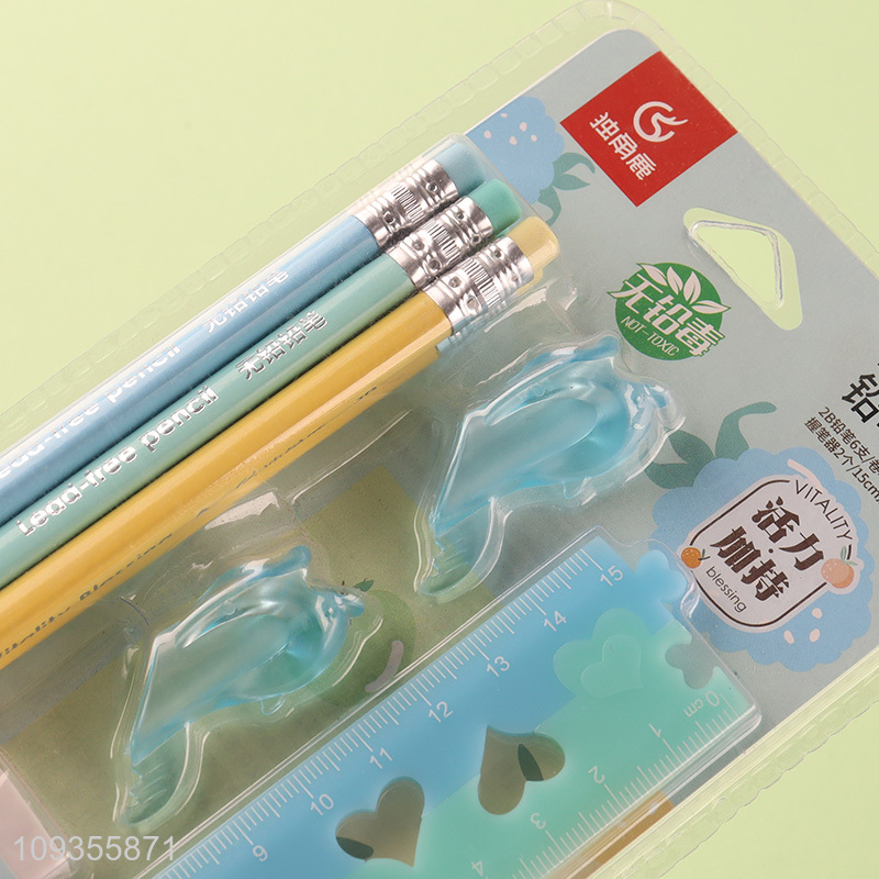 New arrival school students pencil eraser ruler set