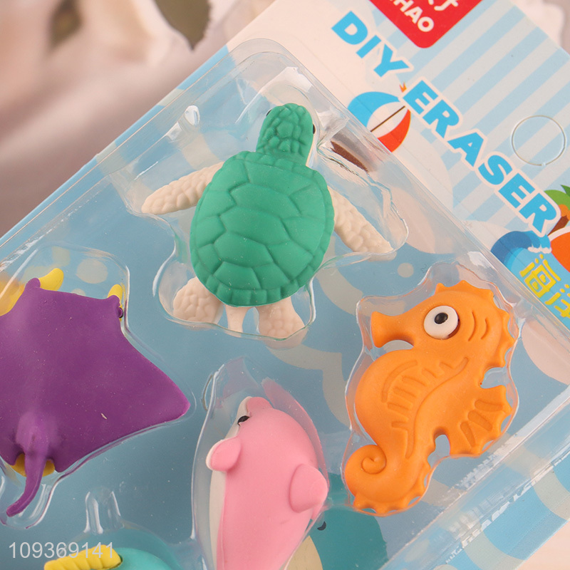 New arrival  sea animal series diy stationery eraser set