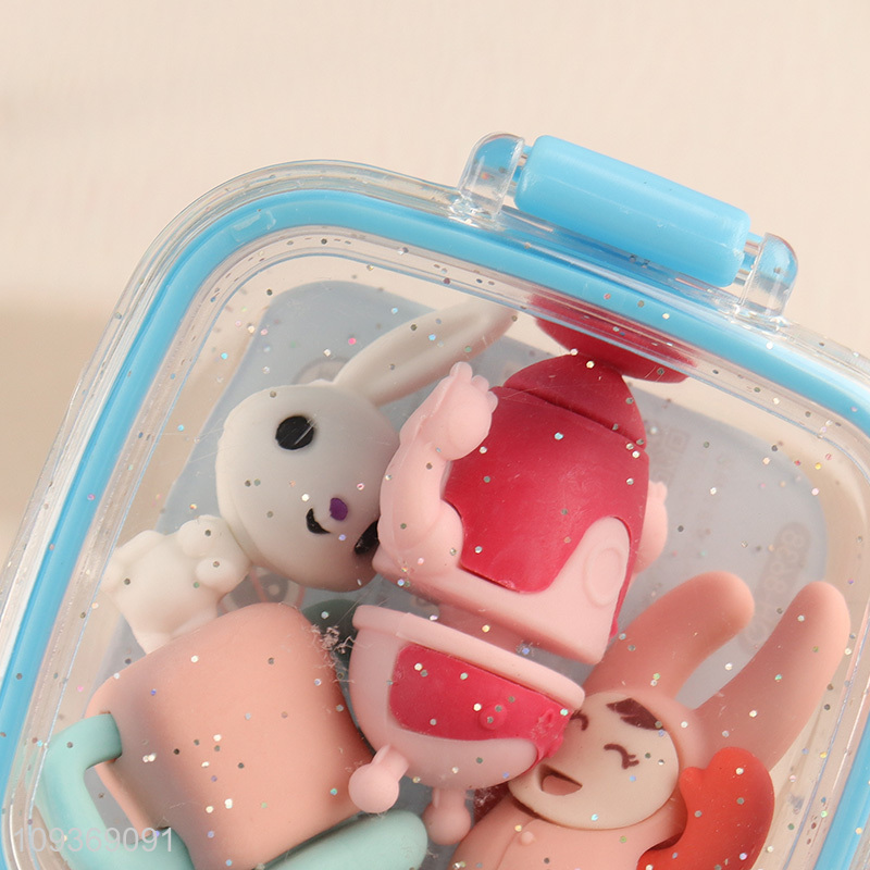 Low price tpr creative stationery eraser set