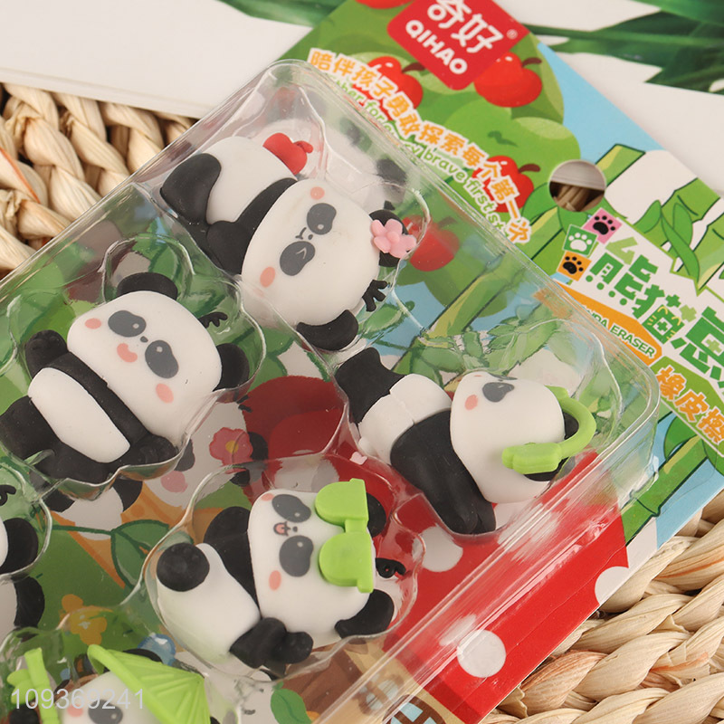 China factory panda shape students stationery eraser set