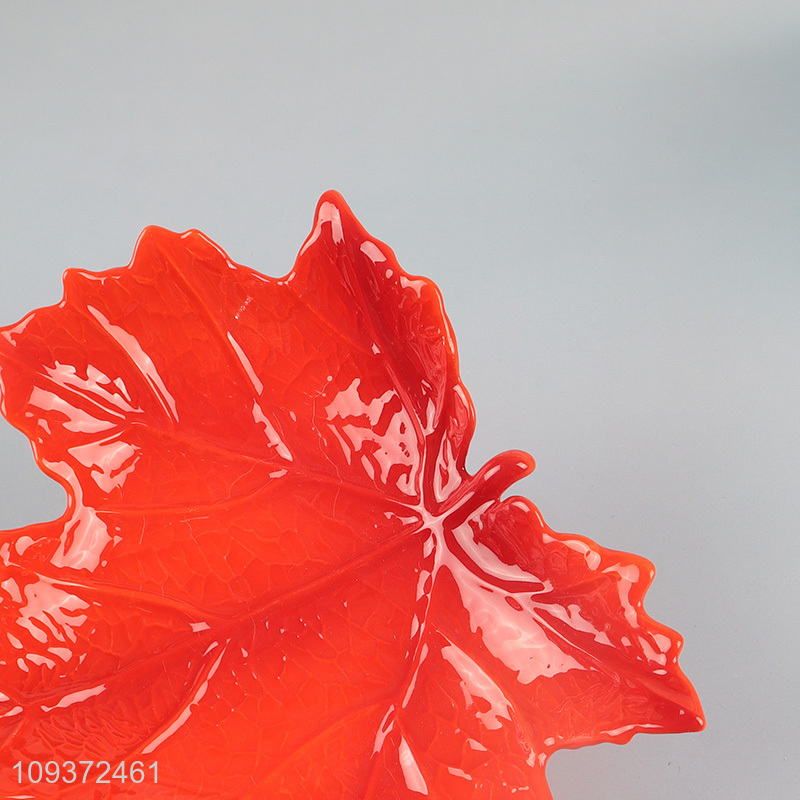 Latest products   maple leaves shape ceramic plate