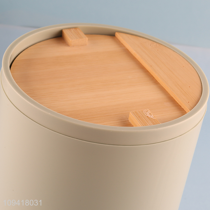 High Quality Round Bamboo Lid Bathroom Accessory Set
