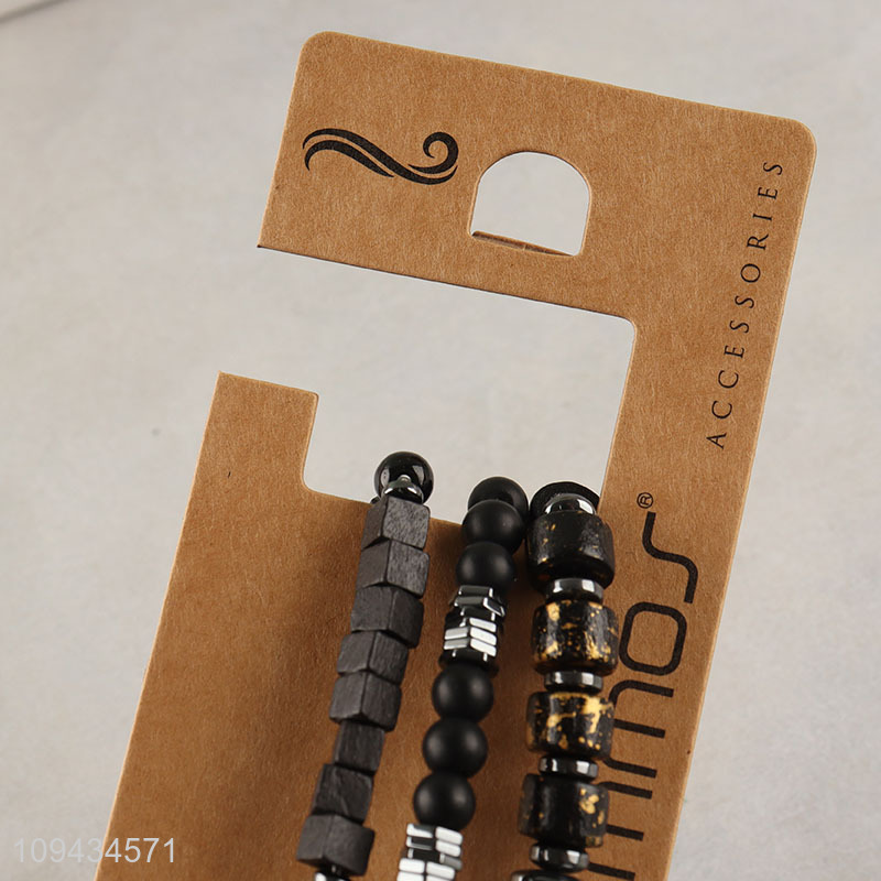 Latest products black fashion jewelry beaded braided bracelet set