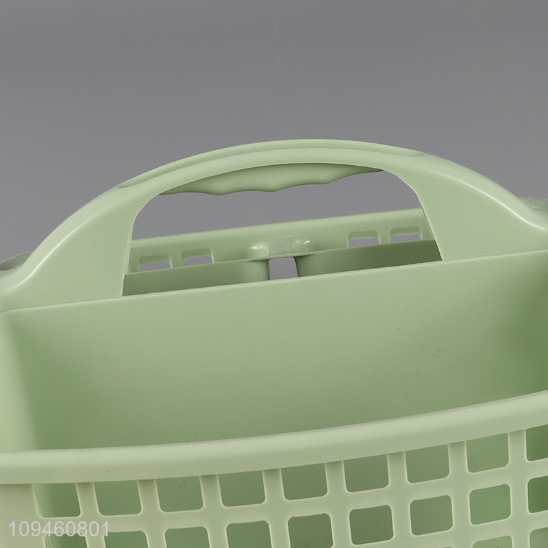 Low price plastic bathroom storage basket with handle