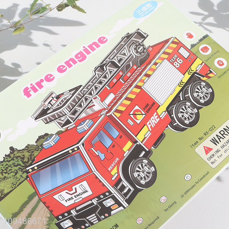Top products fire engine 3d paper puzzle toy