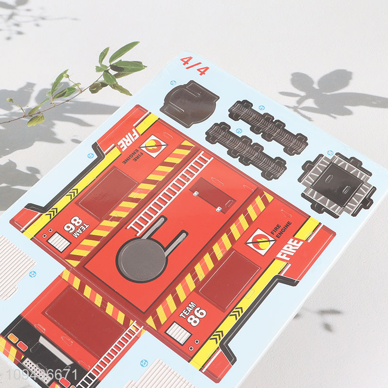 Top products fire engine 3d paper puzzle toy
