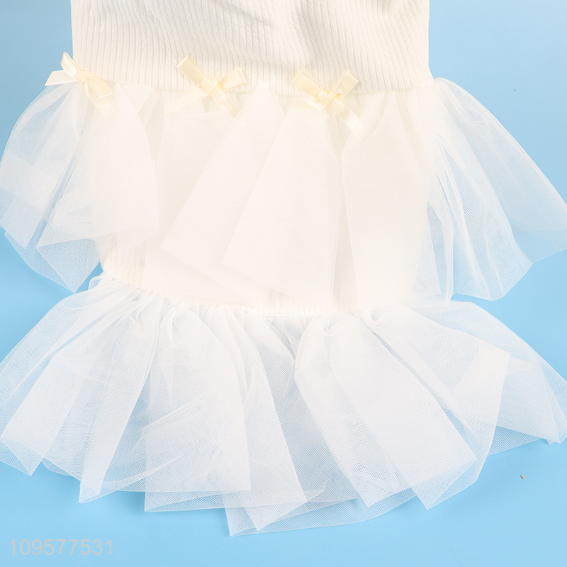 New product white pet dog sleeveless dress pet clothing